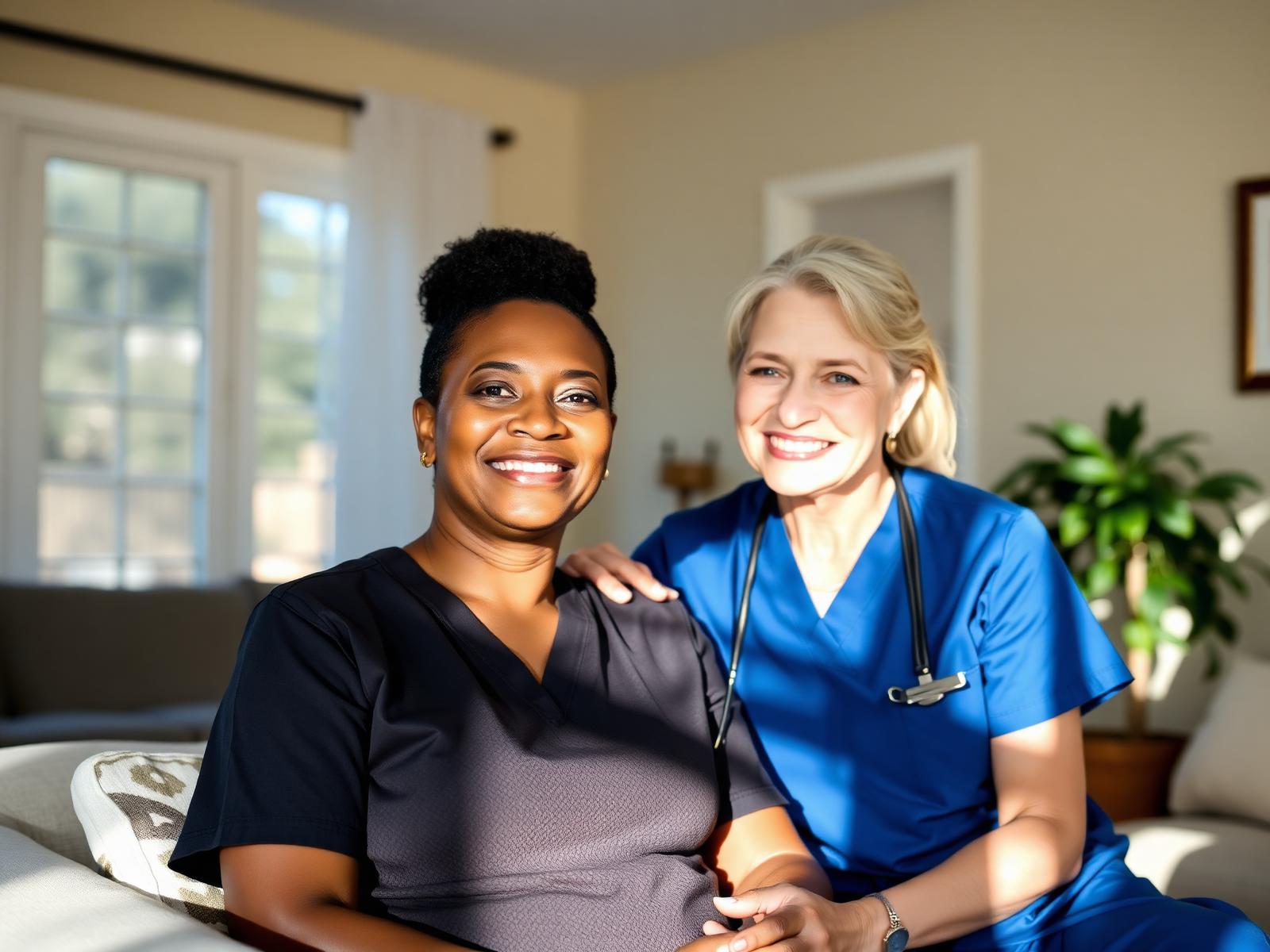 TrueCare caregiver with senior client at home in Georgia